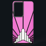 Art deco sun in pink samsung galaxy case<br><div class="desc">A classic art deco style sun pattern created in pink. 

An iconic pattern of the sun rising from behind a stylized art deco shaped building. A simple yet elegant design,  true to the era.</div>