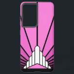 Art deco sun in pink samsung galaxy case<br><div class="desc">A classic art deco style sun pattern created in pink. 

An iconic pattern of the sun rising from behind a stylized art deco shaped building. A simple yet elegant design,  true to the era.</div>