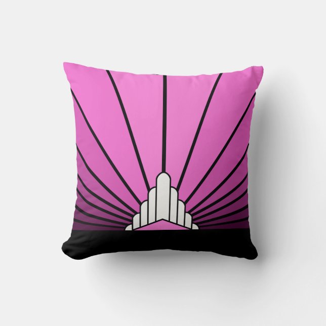 Art deco sun in pink Throw Pillow (Front)
