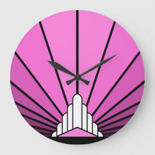 Art deco sun in pink Wall Clock