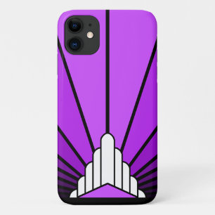 Art deco sun in purple iPhone 11 case