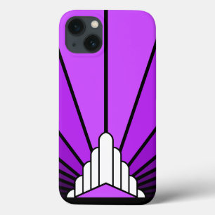 Art deco sun in purple iPhone 13 case