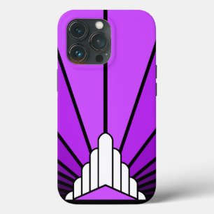 Art deco sun in purple iPhone 13 pro case