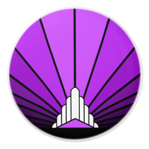 Art deco sun in purple Ceramic Pull