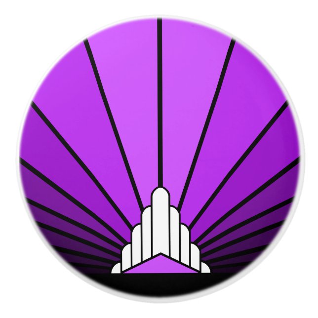 Art deco sun in purple Ceramic Pull (Front)