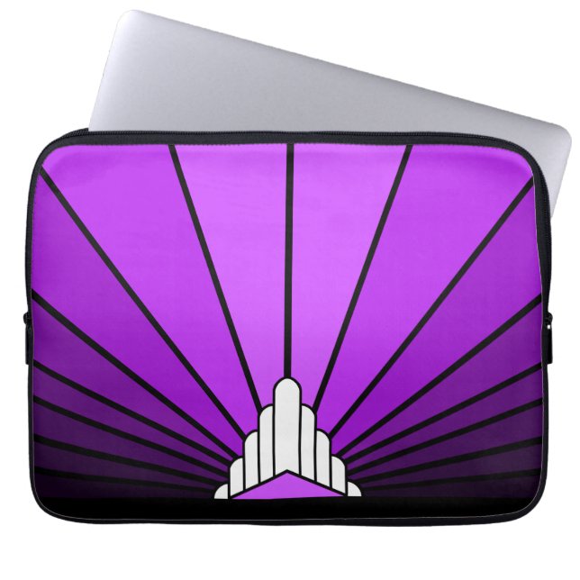 Art deco sun in purple laptop sleeve (Front)