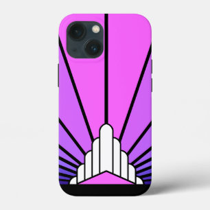 Art deco sun in purple & pink iPhone 13 mini case