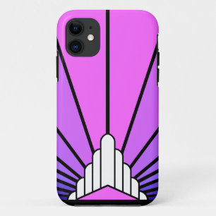 Art deco sun in purple & pink iPhone 11 case