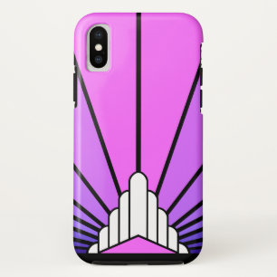 Art deco sun in purple & pink iPhone x case
