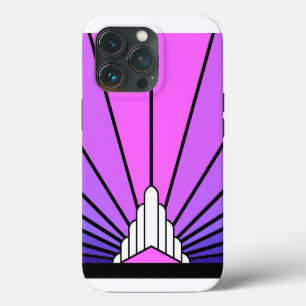 Art deco sun in purple & pink iPhone 13 pro case