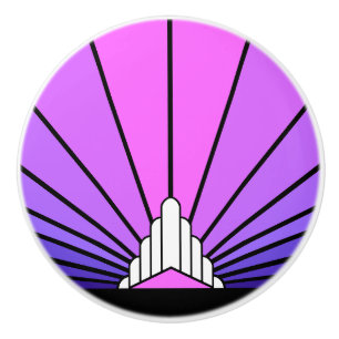 Art deco sun in purple & pink Ceramic Pull