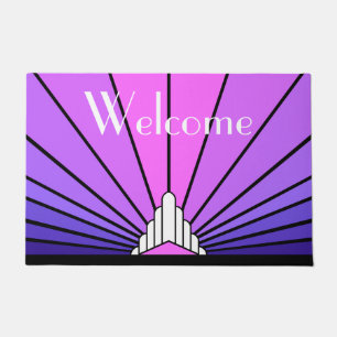 Art deco sun in purple & pink doormat