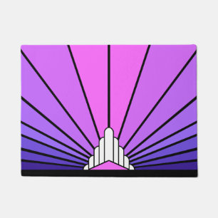 Art deco sun in purple & pink doormat