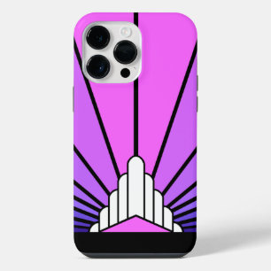 Art deco sun in purple & pink iPhone 14 pro max case