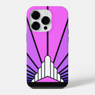 Art deco sun in purple & pink iPhone 14 pro case