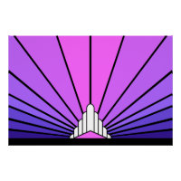 Art deco sun in purple & pink
