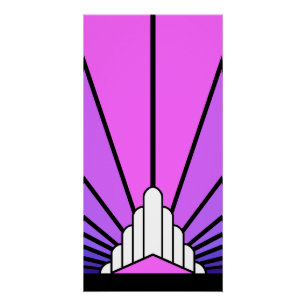 Art deco sun in purple & pink poster