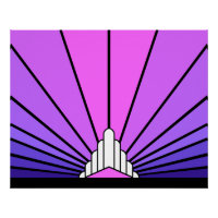 Art deco sun in purple & pink