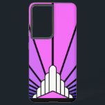 Art deco sun in purple & pink samsung galaxy case<br><div class="desc">A classic art deco style sun pattern created in purple and pink. 

An iconic pattern of the sun rising from behind a stylized art deco shaped building. A simple yet elegant design,  true to the era.</div>