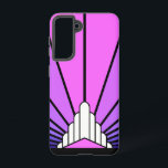 Art deco sun in purple & pink samsung galaxy case<br><div class="desc">A classic art deco style sun pattern created in purple and pink. 

An iconic pattern of the sun rising from behind a stylized art deco shaped building. A simple yet elegant design,  true to the era.</div>