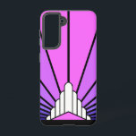 Art deco sun in purple & pink samsung galaxy case<br><div class="desc">A classic art deco style sun pattern created in purple and pink. 

An iconic pattern of the sun rising from behind a stylized art deco shaped building. A simple yet elegant design,  true to the era.</div>