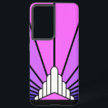 Art deco sun in purple & pink samsung galaxy case<br><div class="desc">A classic art deco style sun pattern created in purple and pink. 

An iconic pattern of the sun rising from behind a stylized art deco shaped building. A simple yet elegant design,  true to the era.</div>