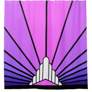 Art deco sun in purple & pink shower curtain