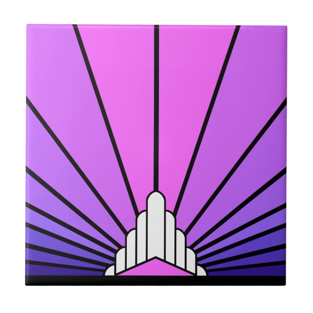 Art deco sun in purple & pink tile (Front)