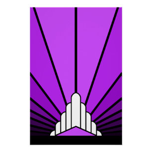 Art deco sun in purple poster