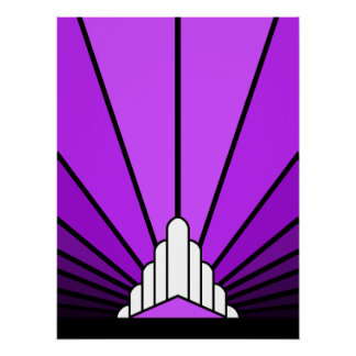 Art deco sun in purple poster