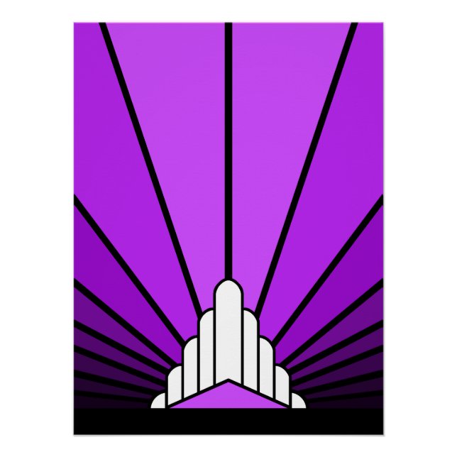 Art deco sun in purple poster (Front)