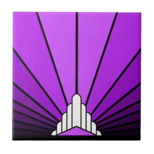 Art deco sun in purple tile