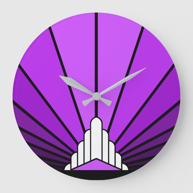 Art deco sun in purple Wall Clock (Front)