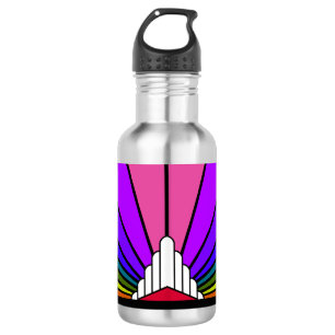 Art deco sun in rainbow 532 ml water bottle