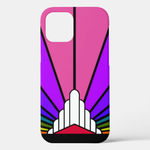 Art deco sun in rainbow iPhone 12 case