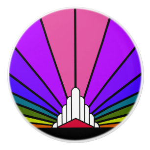 Art deco sun in rainbow Ceramic Pull