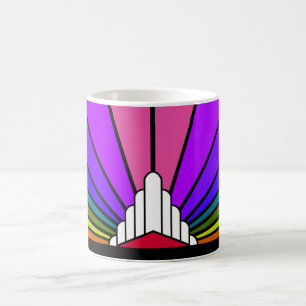 Art deco sun in rainbow coffee mug