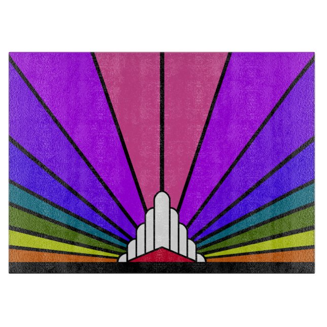 Art deco sun in rainbow cutting board (Front)