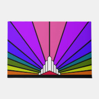 Art deco sun in rainbow