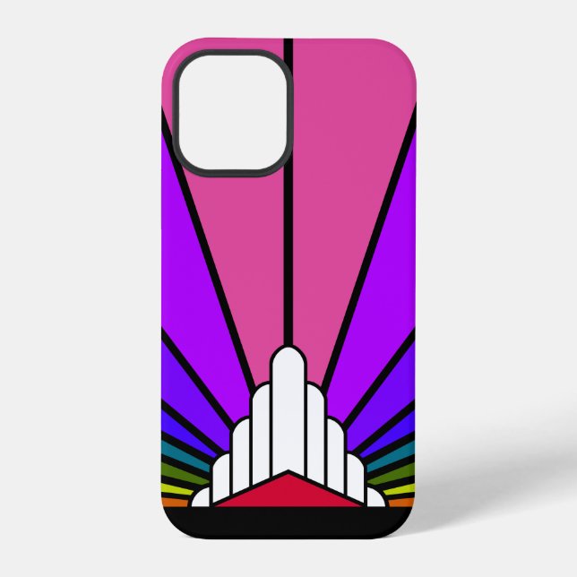 Art deco sun in rainbow iPhone case (Back)