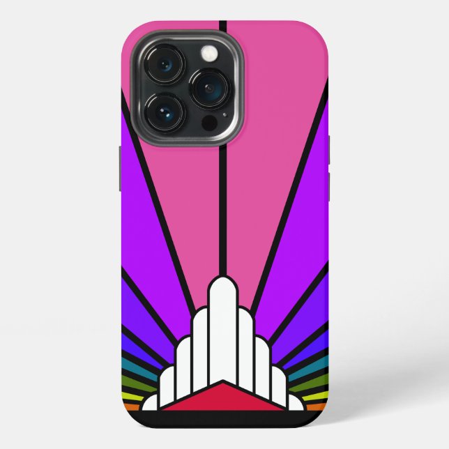 Art deco sun in rainbow iPhone case (Back)