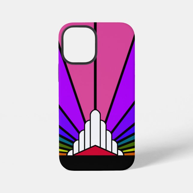 Art deco sun in rainbow iPhone case (Back)