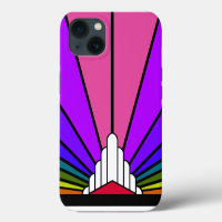 Art deco sun in rainbow