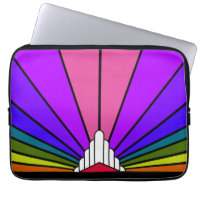 Art deco sun in rainbow