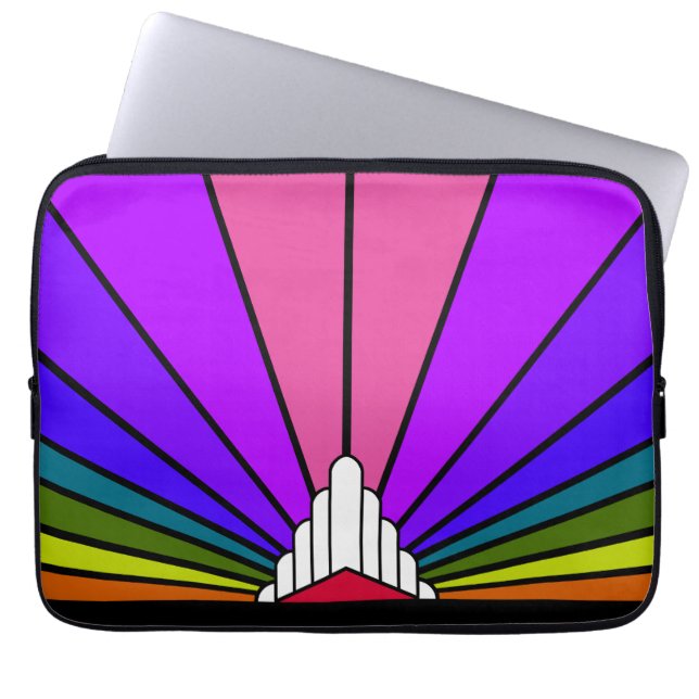 Art deco sun in rainbow laptop sleeve (Front)