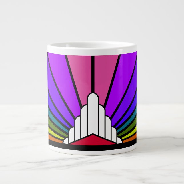 Art deco sun in rainbow large coffee mug (Front)