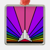 Art deco sun in rainbow