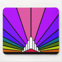 Art deco sun in rainbow