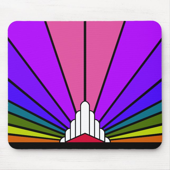 Art deco sun in rainbow mouse mat (Front)
