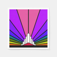 Art deco sun in rainbow